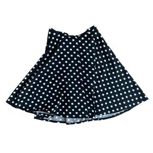 Early 2000s Black White Polka Dot A Line Skirt Retro Mod Y2K Indie Skater